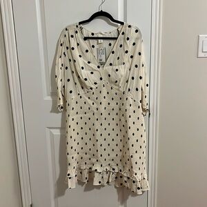 H&M Cream and Black Polka Dot Dress XXL